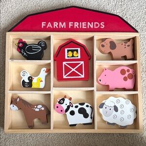 Mud Pie Farm Friends Wooden Animal Set